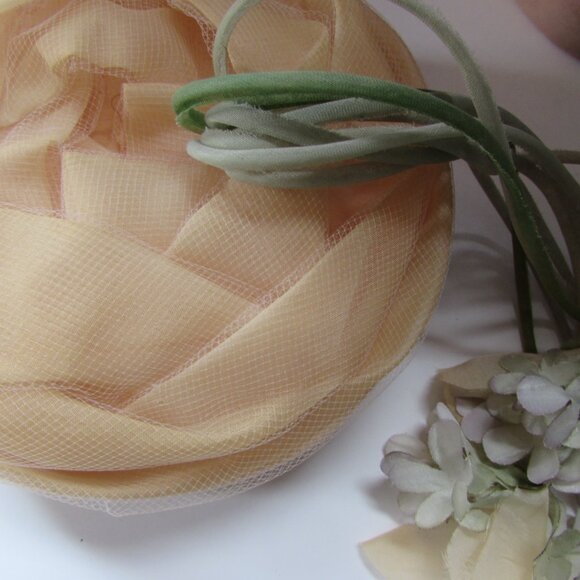 Vintage Little Topper Hat Pleated Organdy Dangling Blossoms main image 8